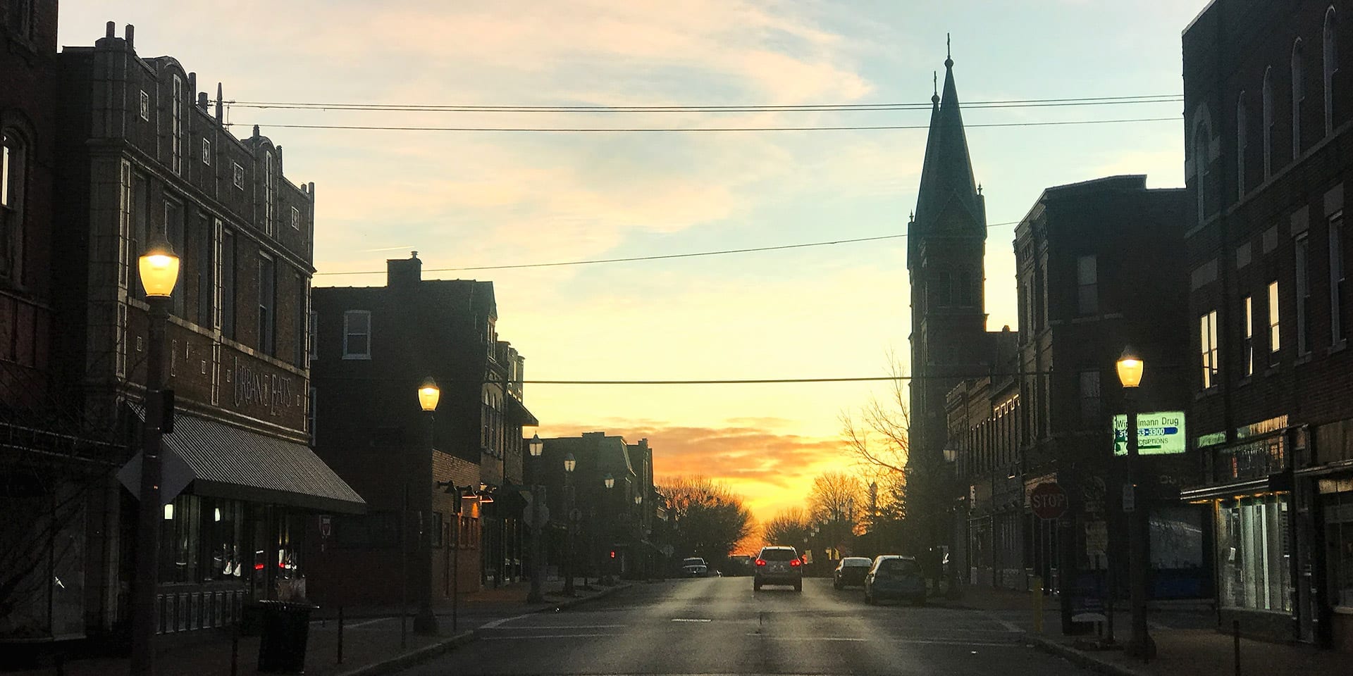 Sunrise on Meramec Street in Downtown Dutchtown, the focus location of the Urban Main initiative.