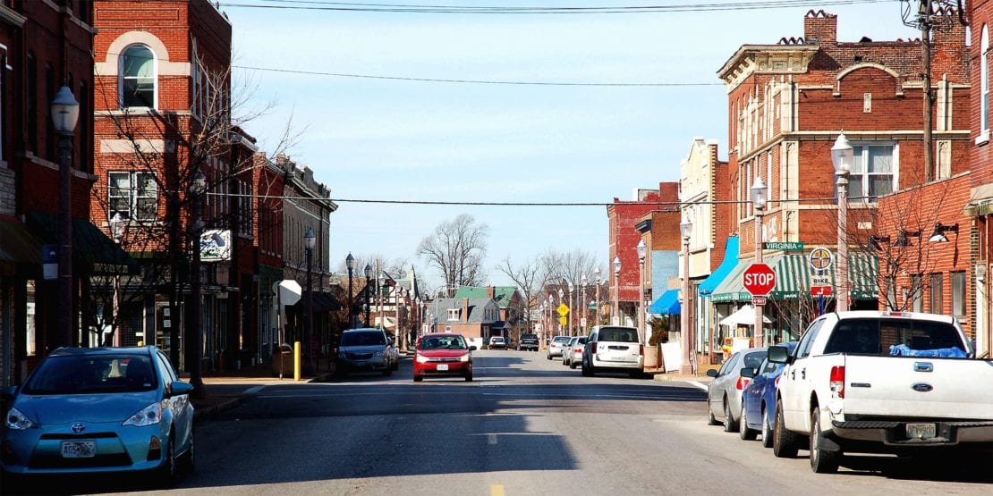 Meramec Street looking west at Virginia Avenue in Downtown Dutchtown.