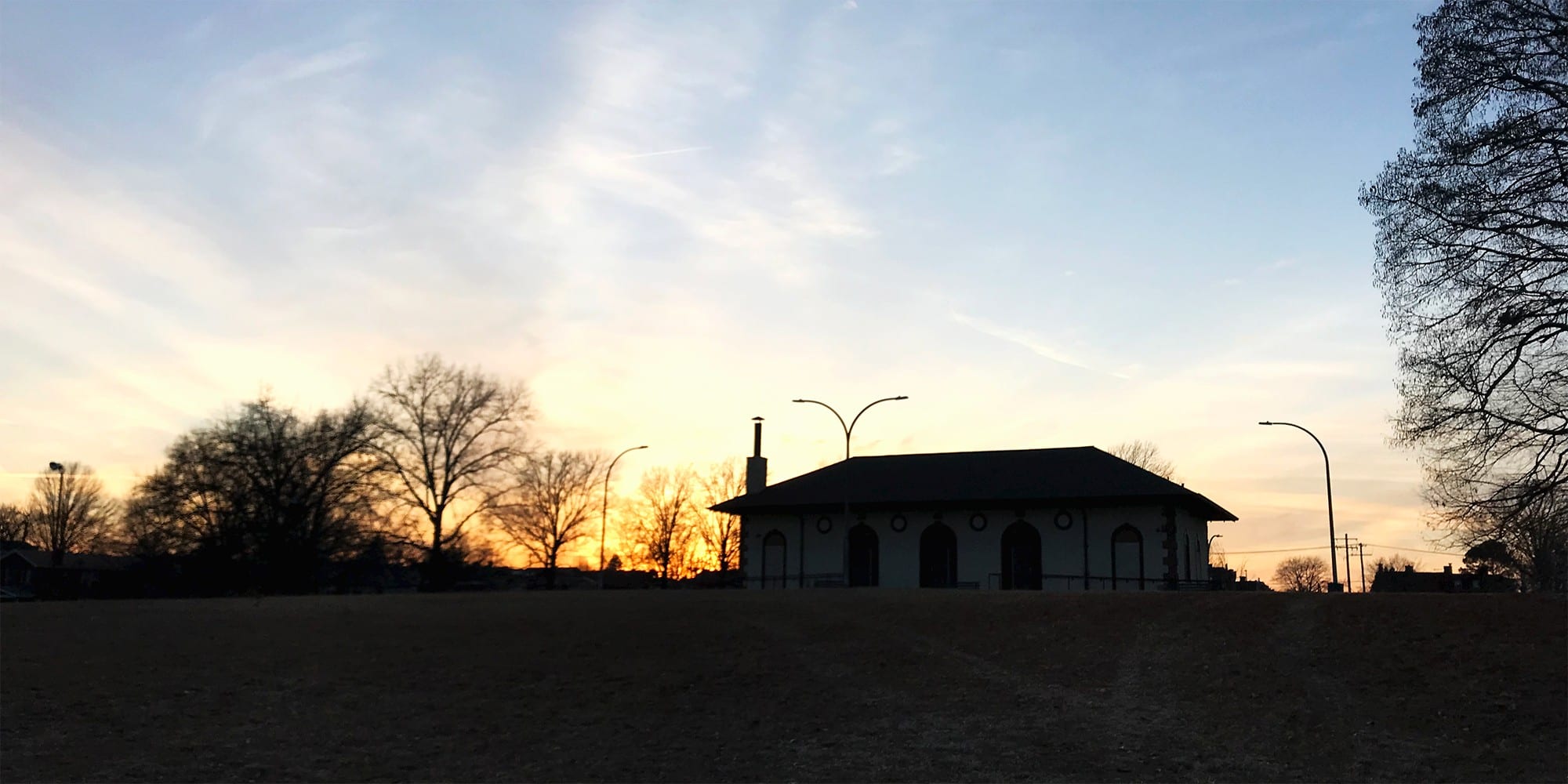 The Marquette Park Field House at sunset. Photo by Nick Findley.