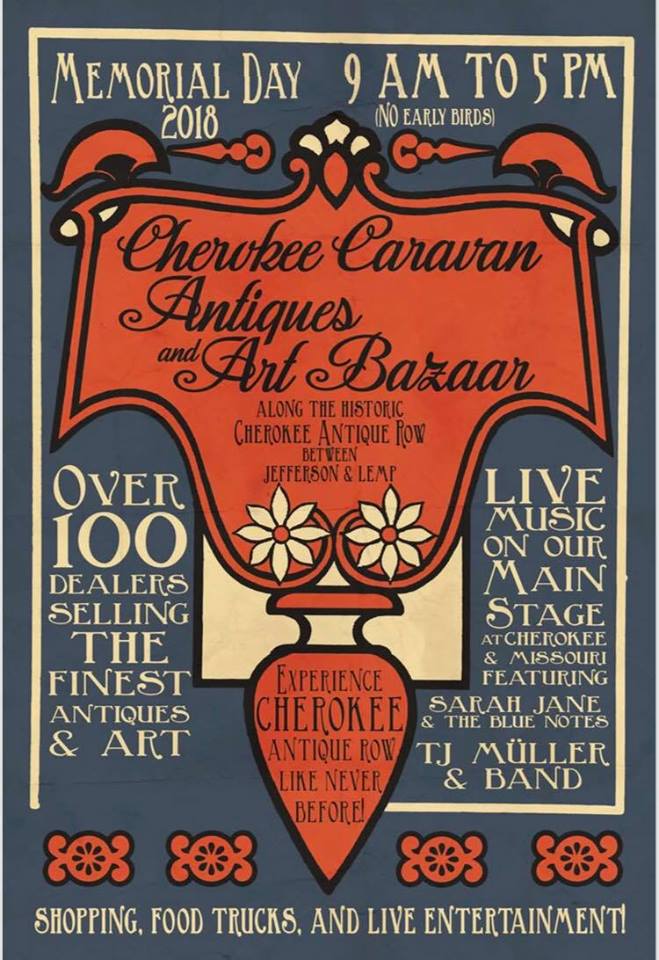 Flyer for Cherokee Caravan Antiques and Art Bazaar.