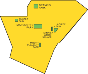 Map of parks in Dutchtown.