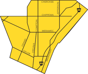 Partial street map of Dutchtown.