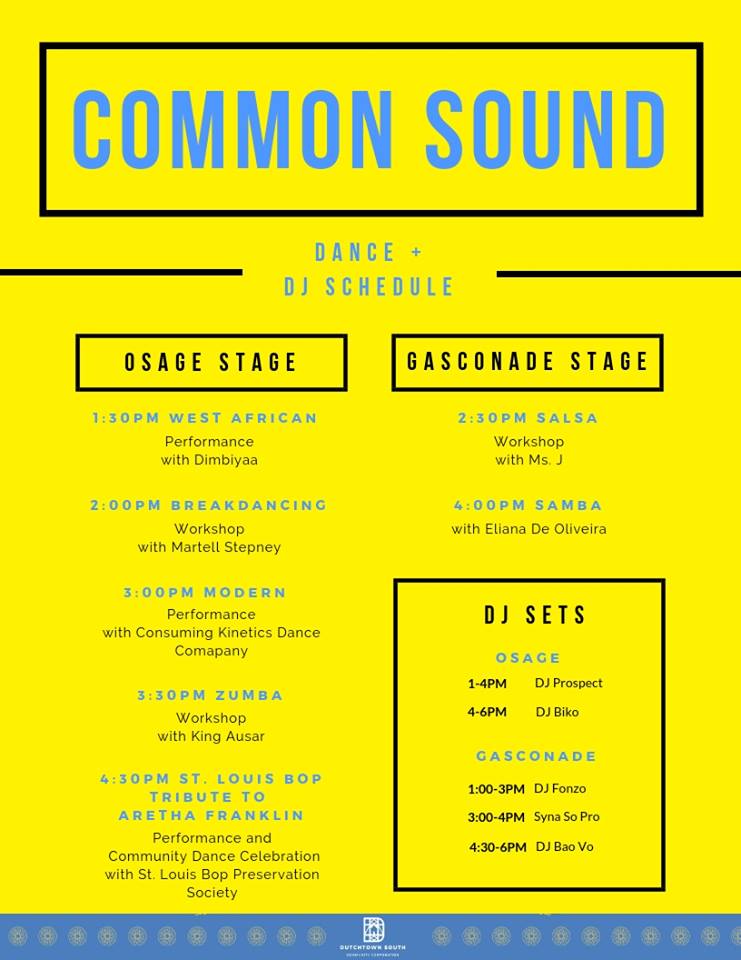 Common Sound Festival dance and DJ schedule.