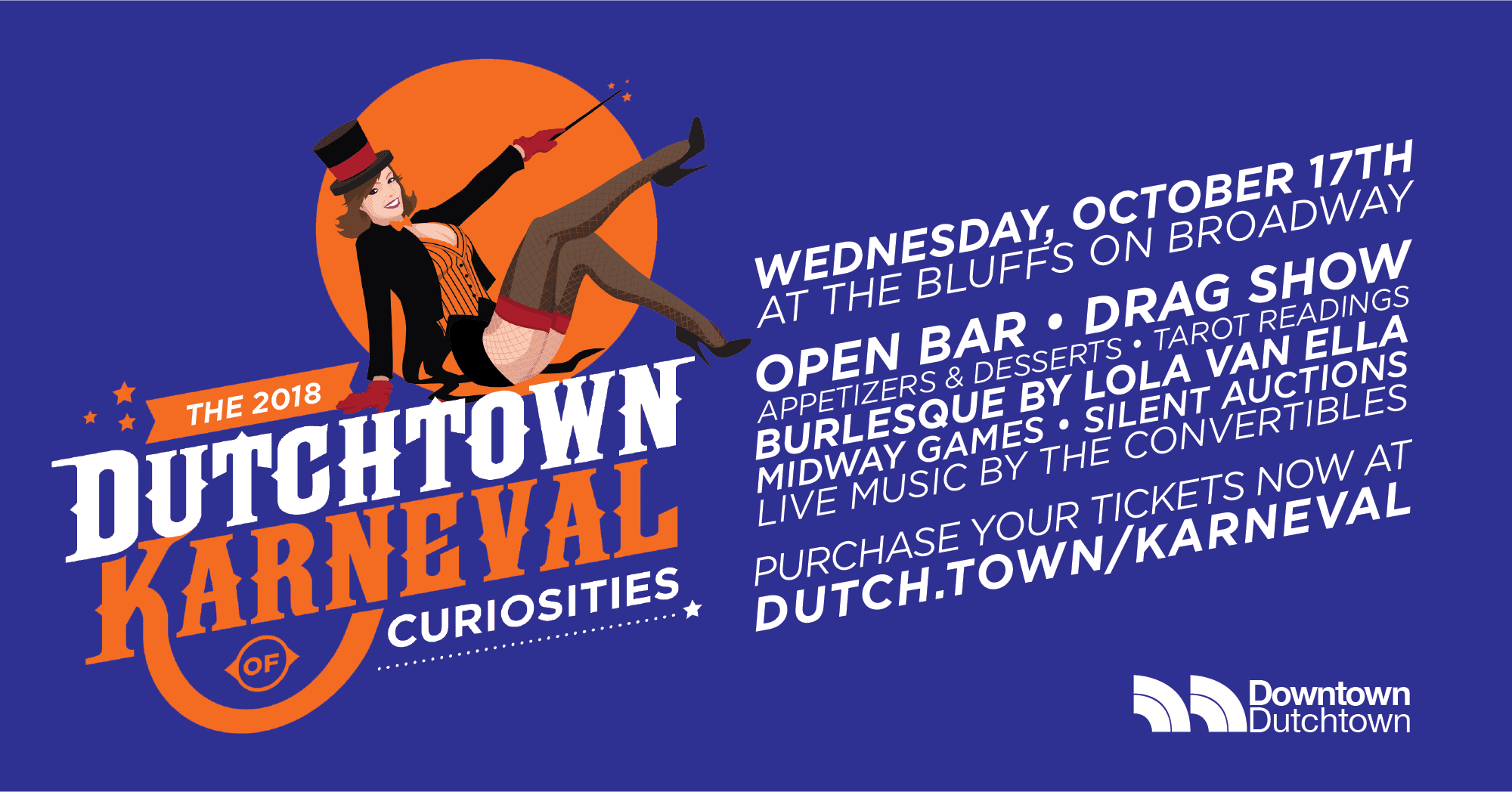 The D2018 Dutchtown Karneval of Curiositeis, Wednesday, October 17th at the Bluffs on Broadway.