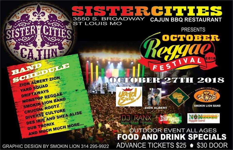 October Reggae Festival at Sister Cities Cajun.