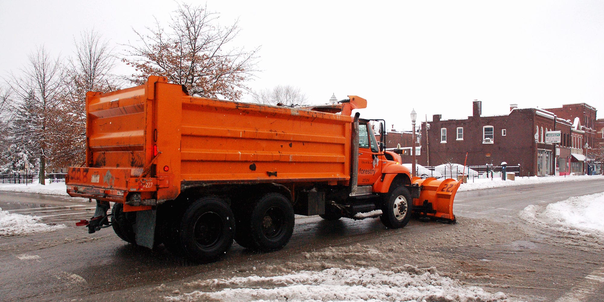 City of St. Louis snow plow on Meramec Street.