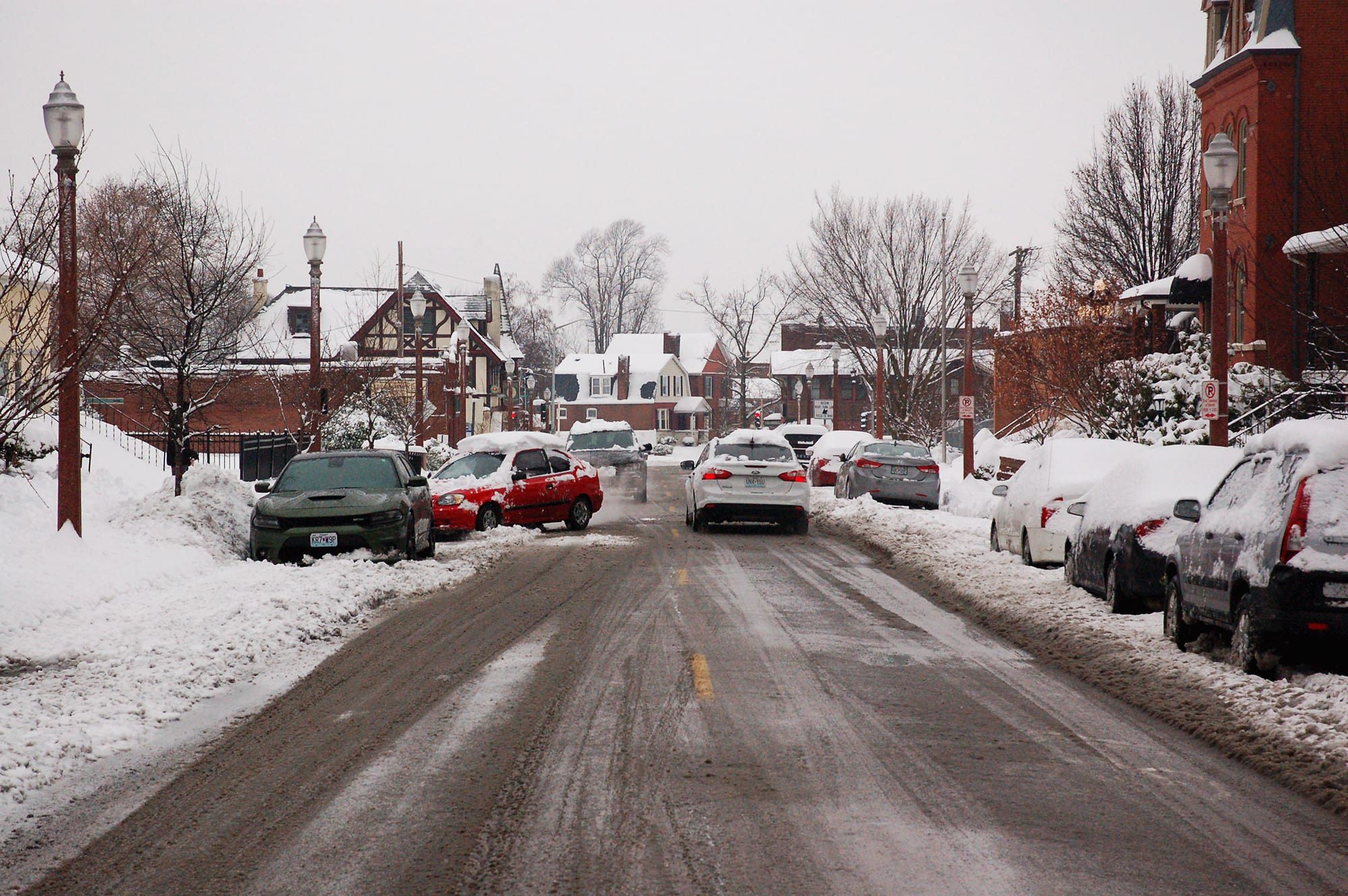 Meramec Street in the snow.