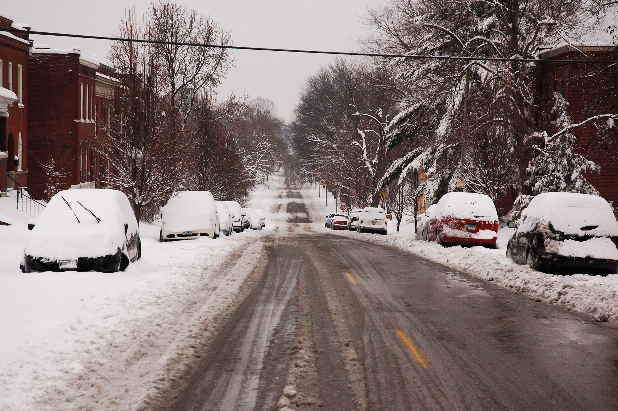 Compton Avenue in the snow.