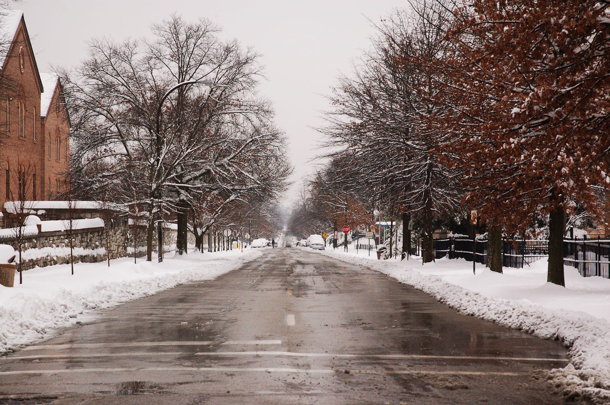 Compton Avenue in the snow.
