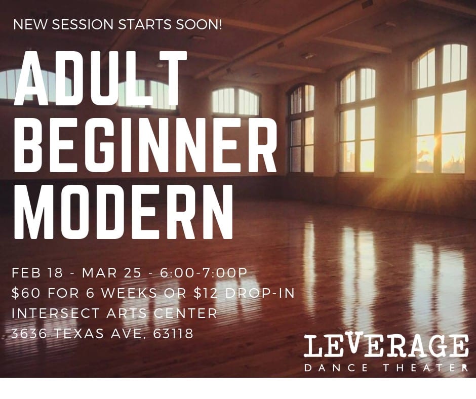 Adult Beginner Modern dance class with Leverage Dance Theater at Intersect Arts Center.