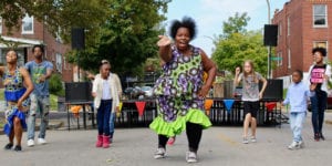Dancing at the Common Sound Festival at Marquette Park in Dutchtown.