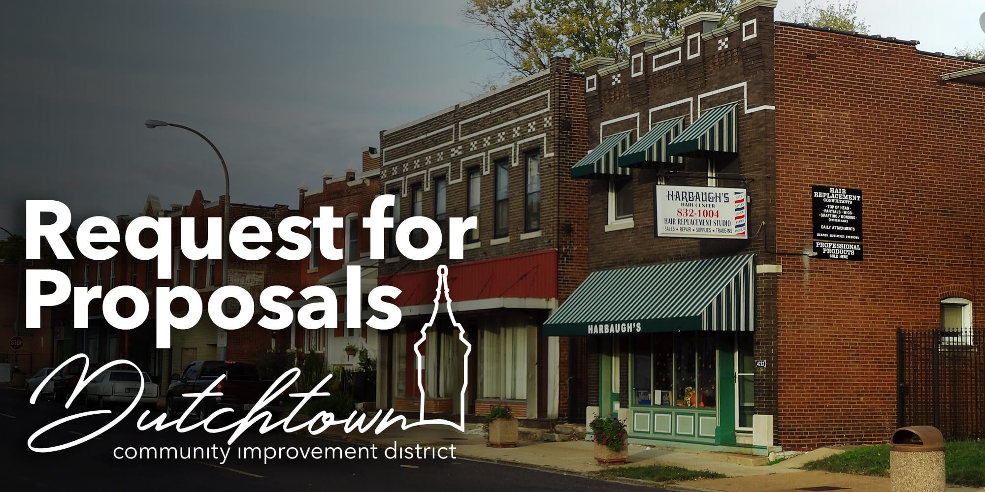 Request for Proposals from the Dutchtown Community Improvement District. Photo of businesses on Virginia Avenue in Dutchtown, St. Louis, Mo.