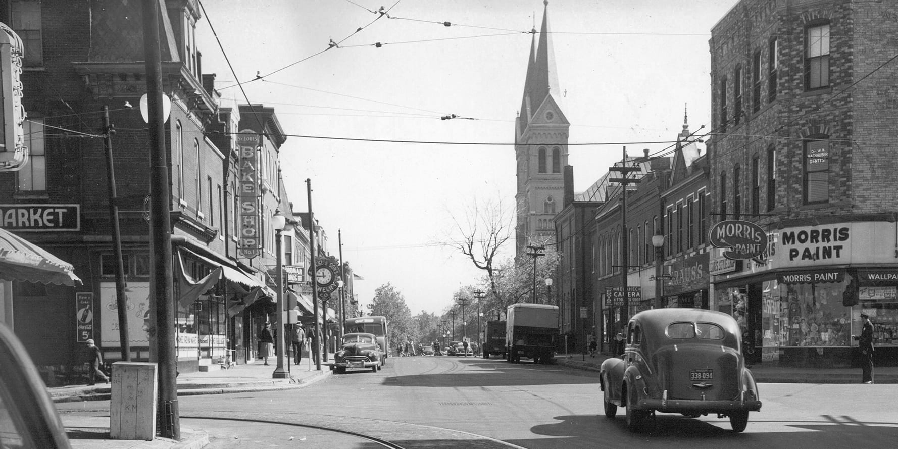 Meramec Street at Virginia Avenue looking east in the 1950s.