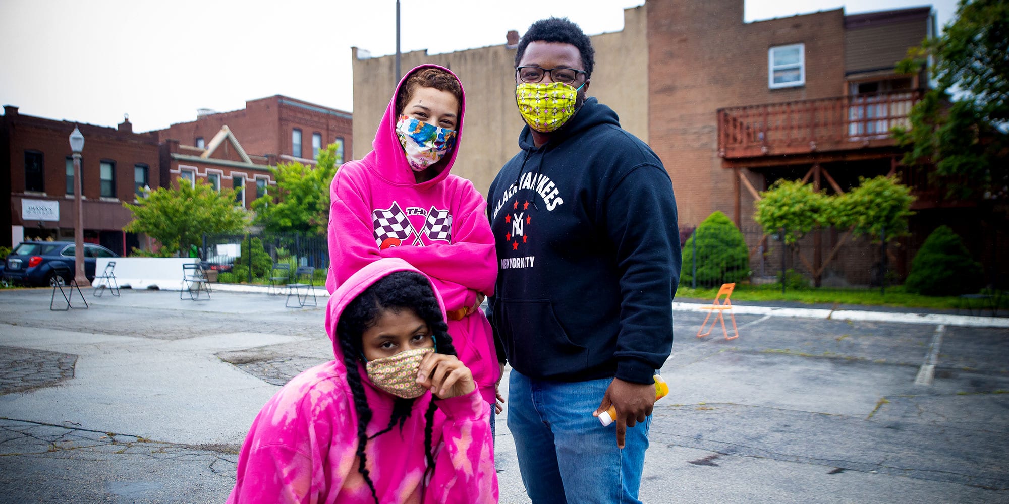 Dutchtown neighbors wearing masks at DT2 After Hours in Downtown Dutchtown. Photo by Chip Smith of Cross Grand.