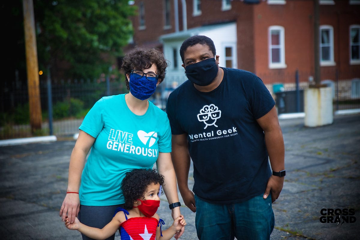 Dutchtown neighbors wearing masks at DT2 After Hours in Downtown Dutchtown. Photo by Chip Smith of Cross Grand.