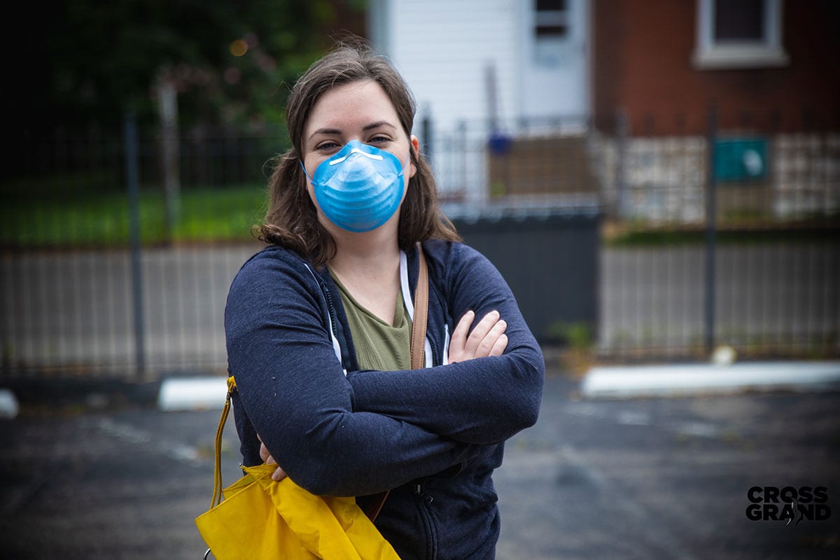 Dutchtown neighbors wearing masks at DT2 After Hours in Downtown Dutchtown. Photo by Chip Smith of Cross Grand.