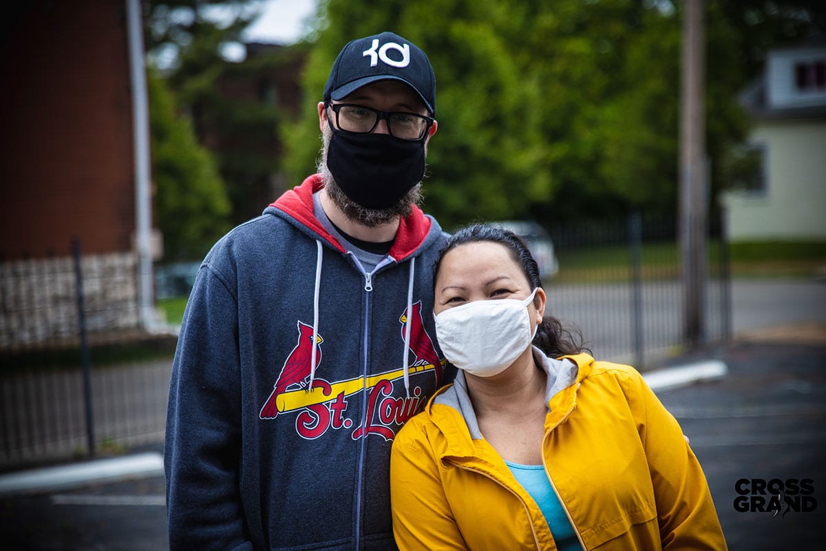 Dutchtown neighbors wearing masks at DT2 After Hours in Downtown Dutchtown. Photo by Chip Smith of Cross Grand.