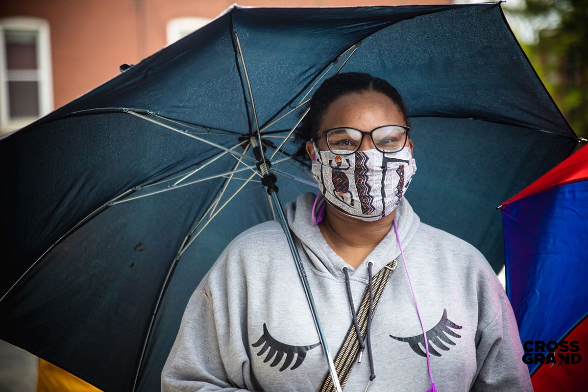 Dutchtown neighbors wearing masks at DT2 After Hours in Downtown Dutchtown. Photo by Chip Smith of Cross Grand.