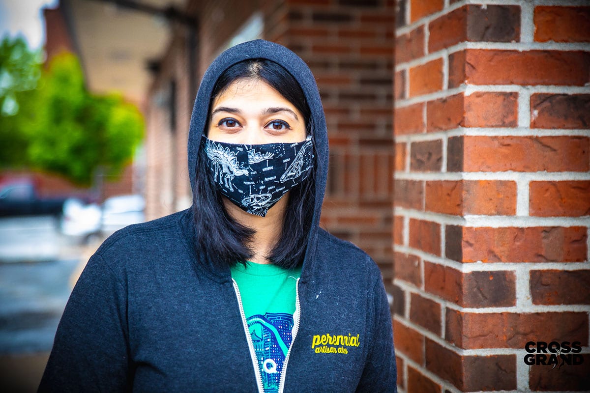 Dutchtown neighbors wearing masks at DT2 After Hours in Downtown Dutchtown. Photo by Chip Smith of Cross Grand.