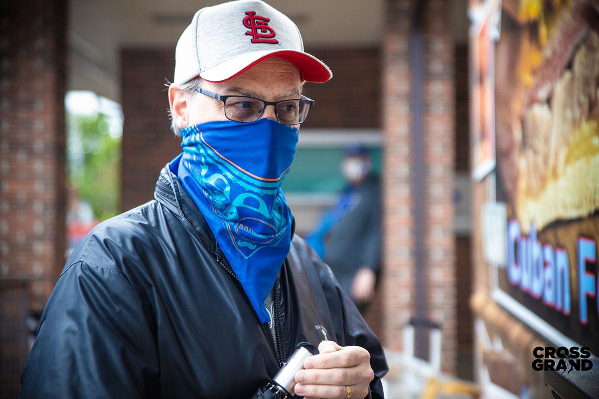 Dutchtown neighbors wearing masks at DT2 After Hours in Downtown Dutchtown. Photo by Chip Smith of Cross Grand.