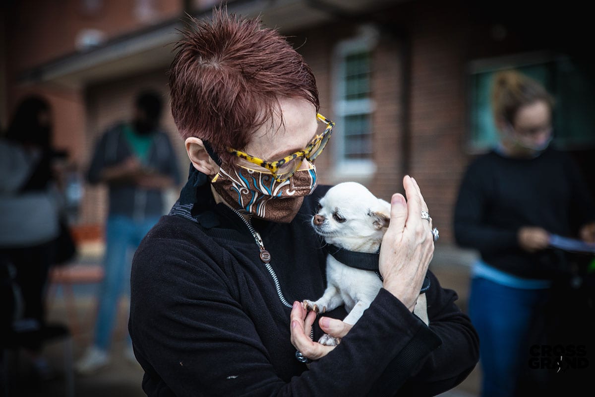 Dutchtown neighbors wearing masks at DT2 After Hours in Downtown Dutchtown. Photo by Chip Smith of Cross Grand.