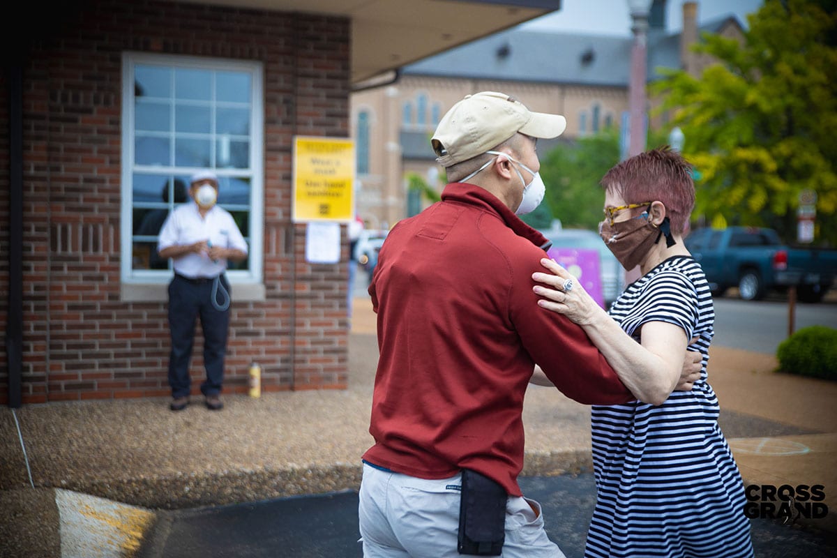 Dutchtown neighbors wearing masks at DT2 After Hours in Downtown Dutchtown. Photo by Chip Smith of Cross Grand.