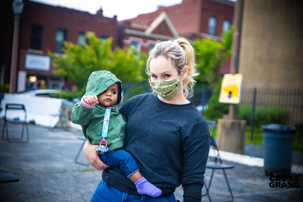 Dutchtown neighbors wearing masks at DT2 After Hours in Downtown Dutchtown. Photo by Chip Smith of Cross Grand.