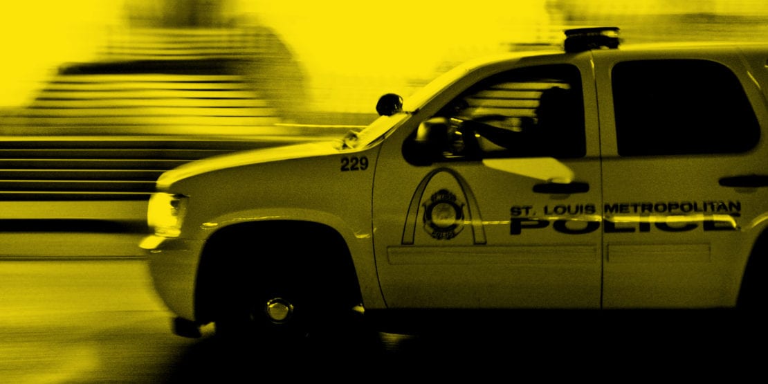 St. Louis Metropolitan Police Department SUV at night. Photo by Paul Sableman.