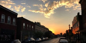 The sun setting over Meramec Street in Downtown Dutchtown, St. Louis, MO.