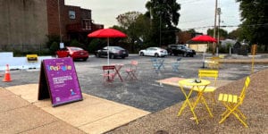 The parking lot of the Neighborhood Innovation Center in Dutchtown.