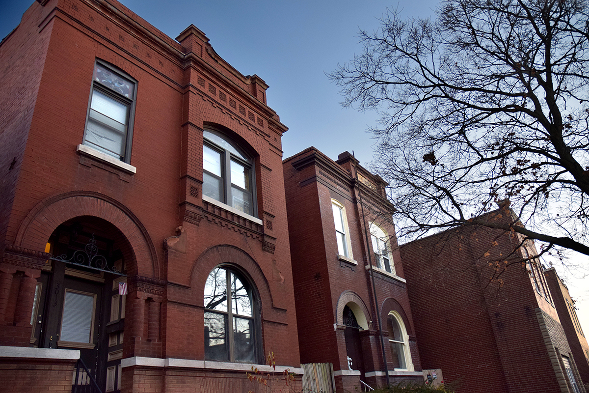 Homes in the 3000 block of Mount Pleasant Street in the Mount Pleasant neighborhood of South St. Louis.