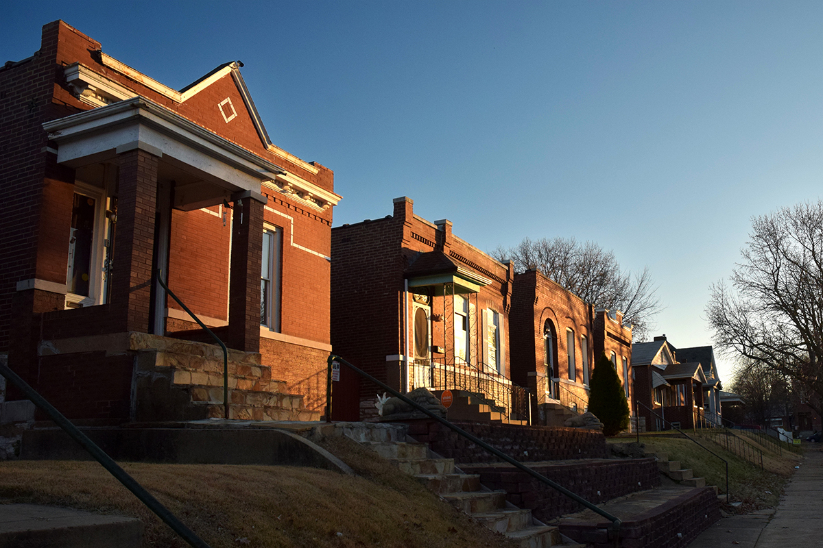 Homes on the 3200 block of Liberty Street in Dutchtown, St. Louis, MO.