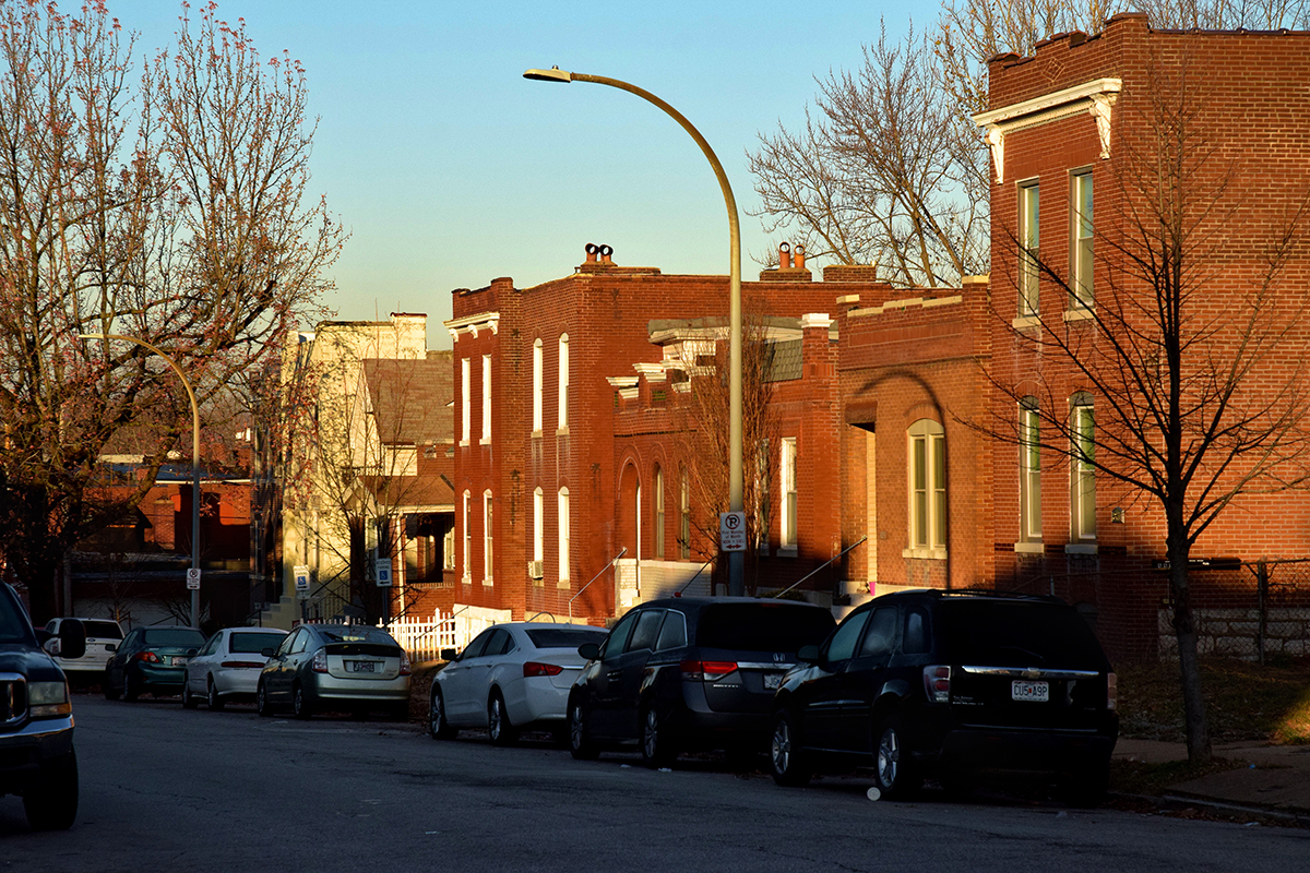 Homes on the 3200 block of Mount Pleasant Street in Dutchtown, St. Louis, MO.