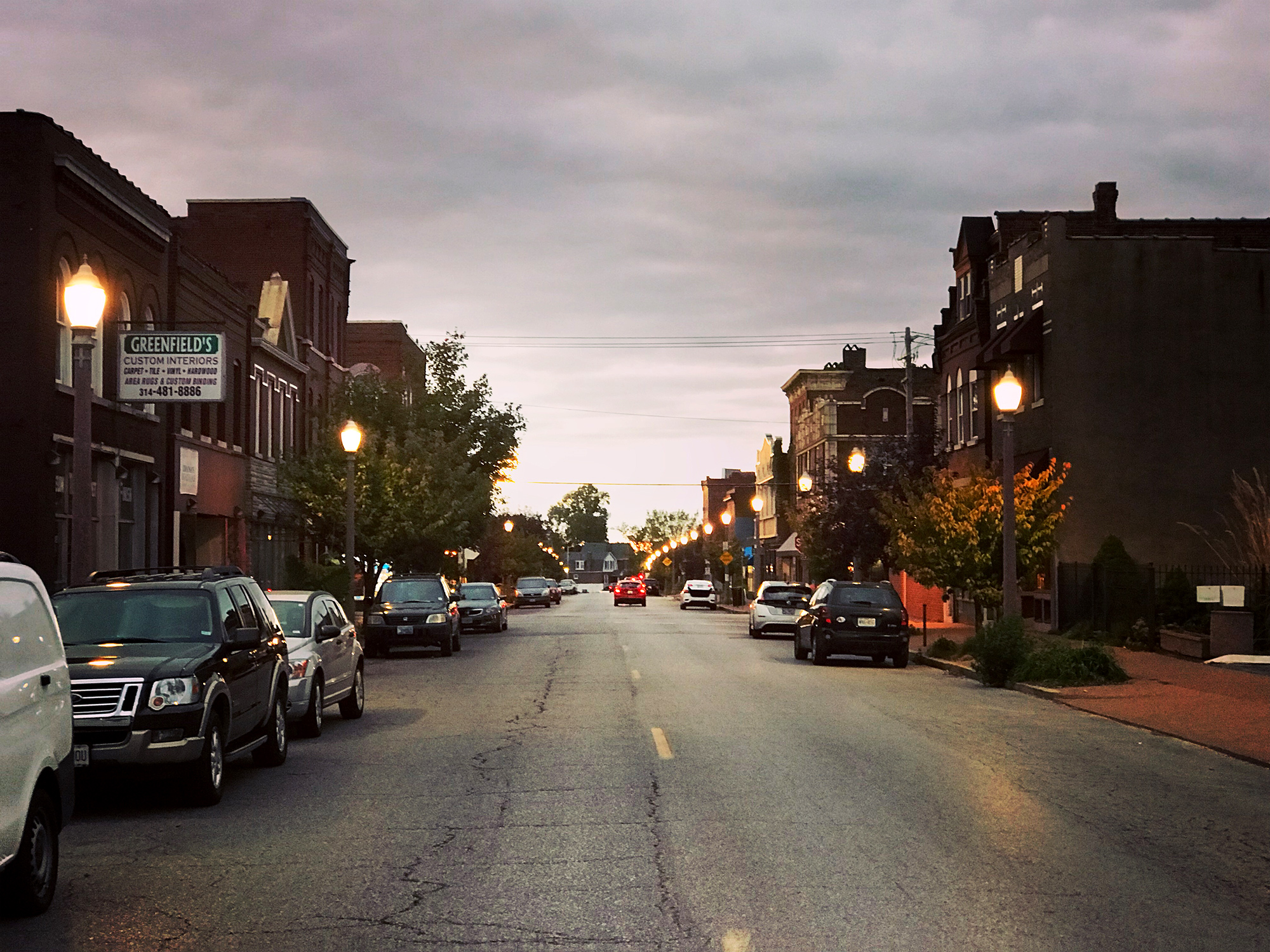 Sunset on Meramec Street in Downtown Dutchtown, St. Louis, MO.