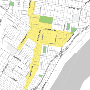A map of the UrbanMain District in Dutchtown, St. Louis, MO.