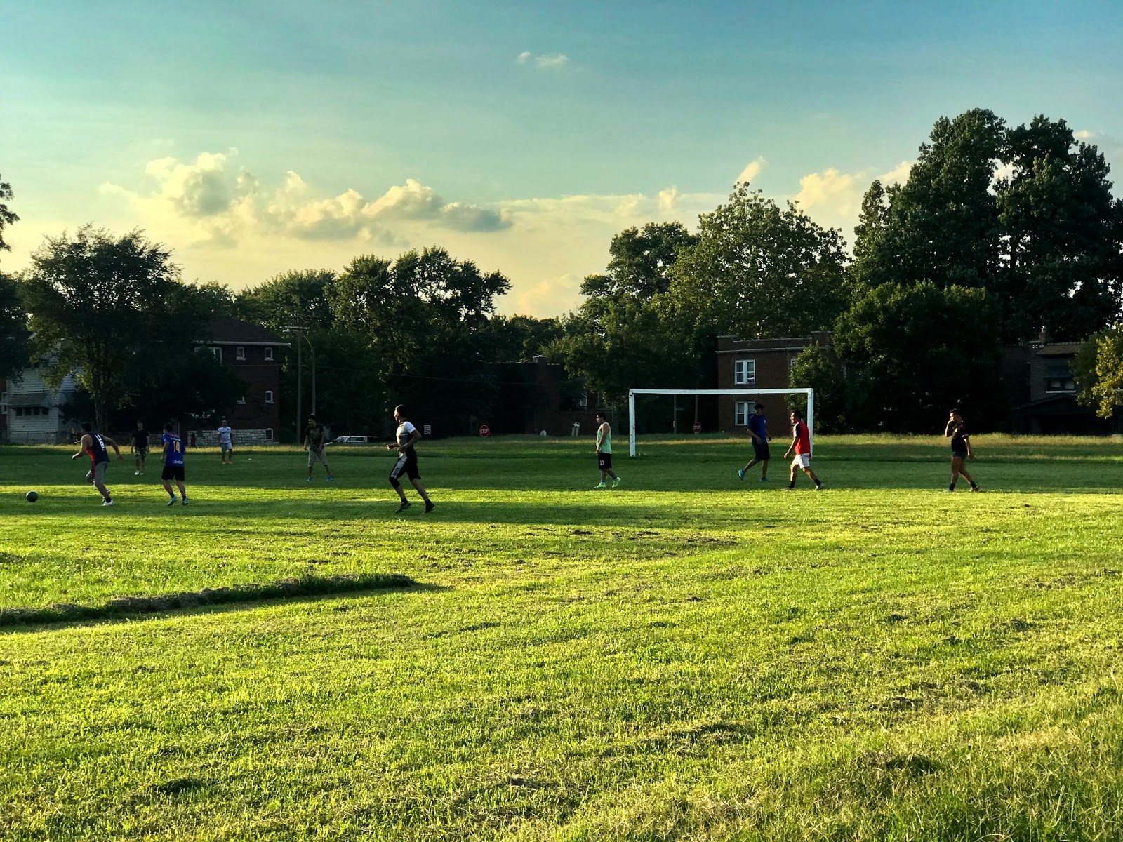 Soccer players at Marquette Park in Dutchtown, St. Louis, MO.