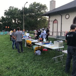 Neighbors at Dutchtown Movie Night in Marquette Park.