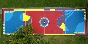 The futsal court in Marquette Park designed by Jayvn Solomon.