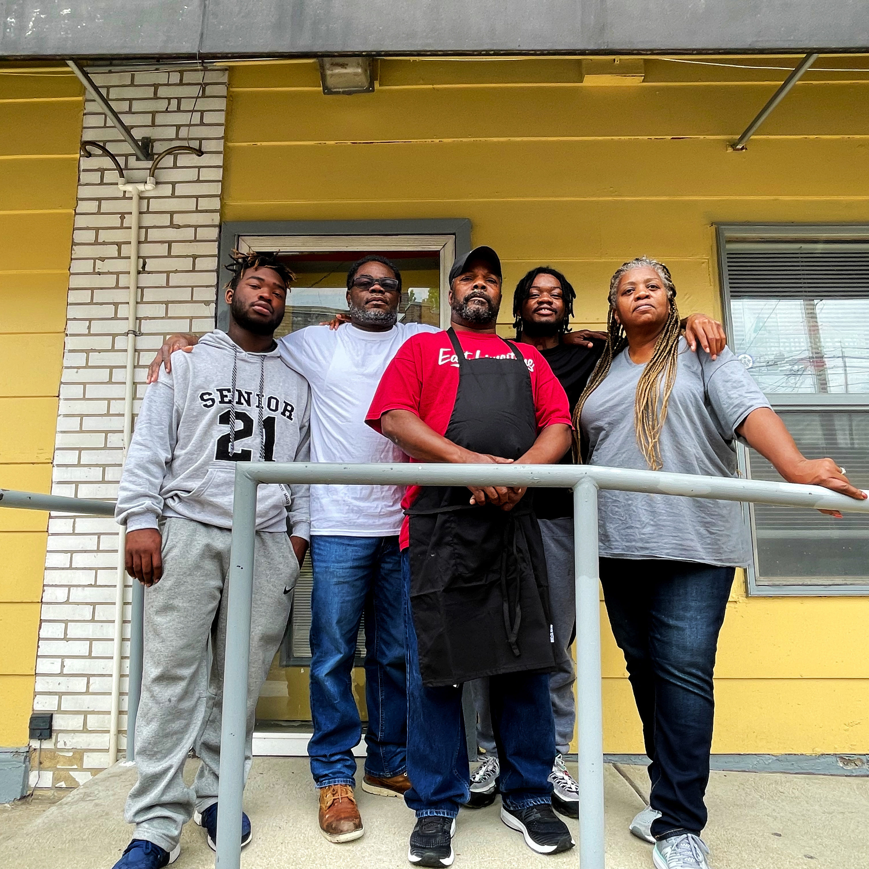 The Nelson family in front of Your Place Diner on Virginia Avenue in Dutchtown, St. Louis, MO.