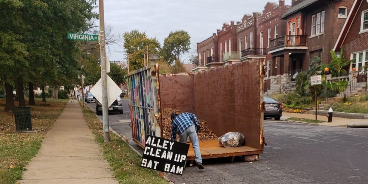 Gravois Park Neighborhood Association hosts an alley cleanup.